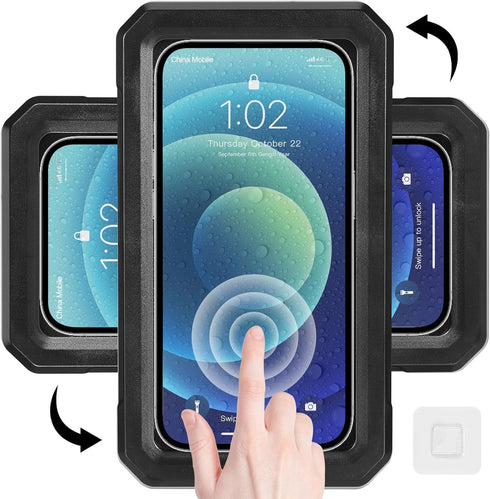 Waterproof Shower Phone Holder Wall Mounted 360°Rotation Anti Fog HD High Sensitivity Touch Screen Phone Case for Bathroom Bathtub Kitchen Mirror ...