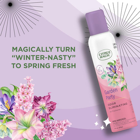 Citrus Magic Limited Edition Odor Eliminating Air Freshener Spray, Garden Party, 3-Ounce, Pack of 3...