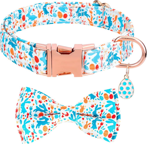 Dog Collar with Bowtie, Adjustable Dog Collars, Pet Collar with Metal Buckle and Cute Charms, Personalized Dog Collars for Medium Dogs (M?13-20"?,...