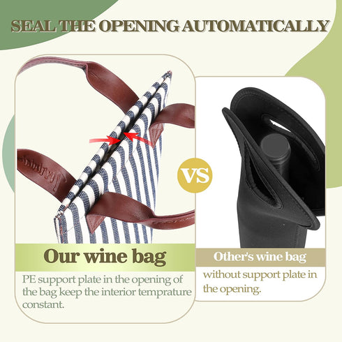 Tirrinia Single Wine Gift Tote Bag, Insulated Padded Thermal Wine Bottle Carrying Cooler Carrier for Travel, Picnic, Great Gift for Wine Lover, Bl...