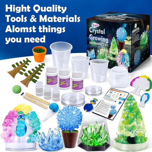 UNGLINGA Crystal Growing Experiment Science Kits for Kids, S.T.E.M Projects Learning Educational Toys Gifts Idea for Boys Girls, Grow 5 Vibrant Cr...