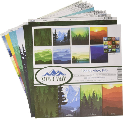 Reminisce Scenic View Scrapbnook Scrapbook Collection Kit, Multi Color Palette, 12x12 inches...