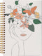 Minimalist Boho Neutral Botanical Flower Woman Girl Line Art Lined Spiral Journal Notebook 8.3×5.5 Inches Hardcover College Ruled Notebook Journal...