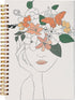 Minimalist Boho Neutral Botanical Flower Woman Girl Line Art Lined Spiral Journal Notebook 8.3×5.5 Inches Hardcover College Ruled Notebook Journal...