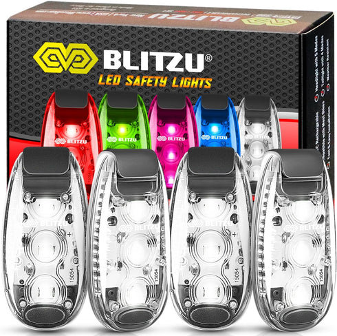 BLITZU 4 Pack LED Safety Lights Gear for Kids, Women & Men. Great for Bike Tail Light, Kayak, Dog Collar, Stroller, Walking, Boat, Runners, Night ...