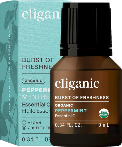 Cliganic Organic Peppermint Essential Oil, 100% Pure Natural Undiluted, for Aromatherapy | Non-GMO Verified (Packaging May Vary)...
