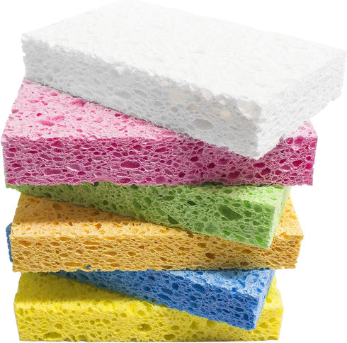 Cellulose Sponges,Heavy Duty Scrub Kitchen Sponge,Clean Tough Messes without Scratching Sponges Kitchen,Pop Up Eco Sponges DIY (6 Pack)...