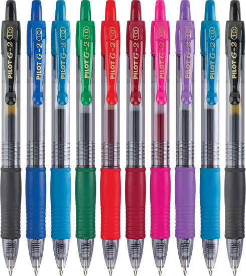 PILOT G2 Premium Retractable Gel-Ink Rolling Ball Pens, Bold Point (1.0mm), Assorted, 10-Pack, (11887)...