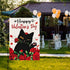 Happy Valentine's Day Garden Flag with Black Cat and Rose Floral Pattern Burlap Double Sided Yard Flag 12 x 18 Inch Garden Decoration for Valentin...
