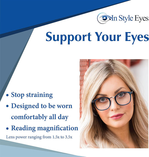 In Style Eyes Modern Reading Glasses - Full-rimmed, Classic Oval Style, Lightweight Frame with Metal Spring Hinges - Grey - 2.5x...