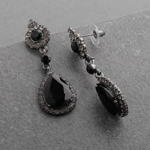 Mariell Black Crystal Teardrop Dangle Earrings, Jewlery for Brides, Bridesmaids, Prom and Wedding Parties...