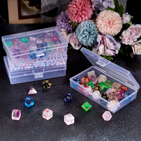 6 Pack Small Plastic Containers with Hinged Lids, Rectangle Clear Storage Boxes for Beads, Jewelry, Game Pieces, Crafts Items and Office Supplies ...