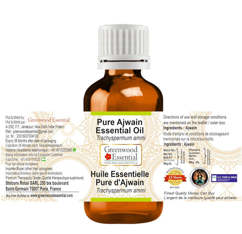 Pure Ajwain Essential Oil (Trachyspermum ammi) Steam Distilled 30ml (1 oz)...