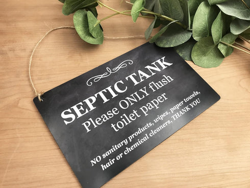 Septic Tank Hanging Sign ¦ Printed contemporary design onto rigid, robust backing ¦ Bathroom Signs for Septic Tank ¦ WC Signage ¦ Polite Toilet No...