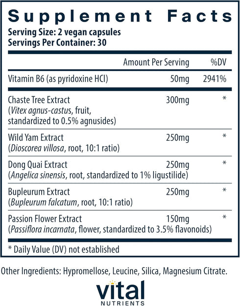 Vital Nutrients PMS Support | Vitex Berry and Passionflower Extract for Premenstrual Support & Hormone Balance* | Vitamin B6 PMS Support Supplemen...