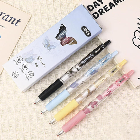 4 Pcs Cute Butterfly Retractable Pens Gel Pens Aesthetic Pens 0.5mm Black Writing Pen Office School Pens Women Girls Men Boy Pens (4Pcs Butterfly)...
