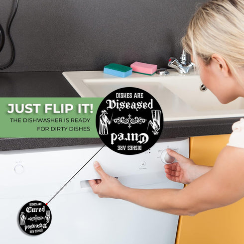 Gothic Kitchen Decor Plague Doctor Mask Dishwasher Magnet Clean Dirty Sign - Witchy Aesthetic Gothic for Home & Office, Essential Quirky Apartment...