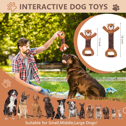 Squeaky Dog Toys for Large Dogs, Plush Tug of War Dog Toy with Crinkle Paper, Interactive Dog Pull Toy for Puppy, Small, Medium, and Large Dogs...