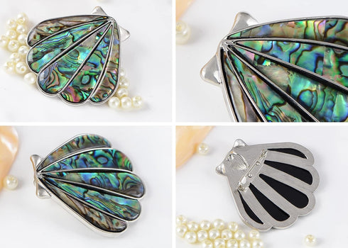 Alilang Silvery Tone Abalone Shell Scalloped Ocean Sea Brooch Pin Pendant Custom Jewelry Gifts for Women...