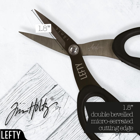 Tonic Studios 7in Left Handed Titanium Snips Tim Holtz Non-Stick Micro Serrated Scissors 7"...