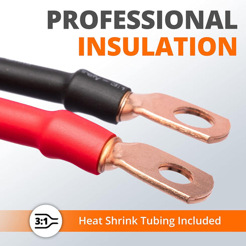 Wirefy 2/0 Gauge 3/8" Wire Lugs - Copper Cable Lugs - Battery Wire Connectors - Ring Terminals - Crimp Battery Cable Ends - 10 PCS...