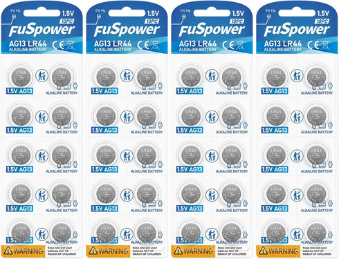 Ag13 Button Cell Batteries Alkaline 1.5 Volt LR44/ SR44/ L1154/ A76 /LR1154 /357A Coin Battery (40 Count (Pack of 1))...