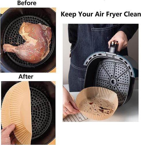 Air Fryer Paper Liners, 100PCS Non-stick Disposable Parchment Sheets for Baking, Food Grade Liner for Baking Roasting Microwave (7.9inch-Round)...