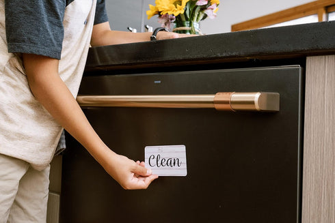 Dark Brown & White Wood Clean Dirty Magnet for Dishwasher, Reversible Dishwasher Magnet Clean Dirty Sign, Magnetic Dish Washer Sign Indicator, Far...