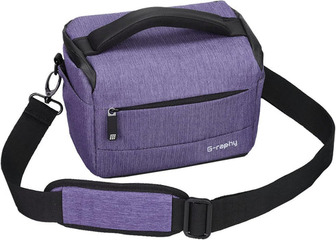 G-raphy Camera Bag DSLR SLR Bag Waterproof Camera Messenger Bag Photography Bag with Pu Leather Handle Camera Accessories for Men Women (Purple)...