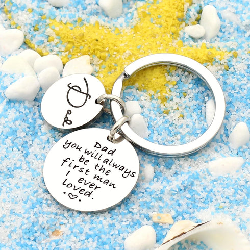 Dad Gift from Daughter Son Key Chain Men Wedding Gifts Fathers Day Dad you will always be the first man i ever loved...