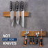 Magnetic Knife Holder for Wall 12", Knife Magnetic Strip No Drilling, Acacia Wood Magnetic Knife Holder for Refrigerator, Strong Knife Magnet&Knif...