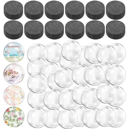 96pcs Craft Magnets Glass Magnet with Adhesive Backing and Transparent Clear Glass Cabochons for Craft DIY Fridge Refrigerator Magnets(Round, 1 In...