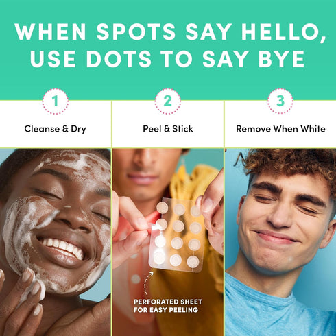 Dots for Spots Pimple Patches for Face - Pack of 60 Hydrocolloid Blemish Patch - Invisible Zit Stickers Treatment for Face and Body - Mighty, Fast...