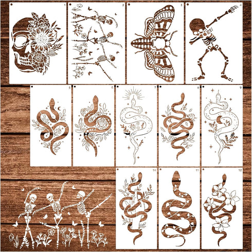 Stencils for Painting Reusable Stencils Large Template Paint Stencils for Painting on Wood Burning, DIY Art Craft Fabric Canvas Furniture (Snake)...