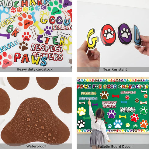Paw Print Bulletin Board Set Classroom Decor Paw Print Cutouts Accents for Classroom Door Bulletin Board Border Wall Decoration Educational and Le...