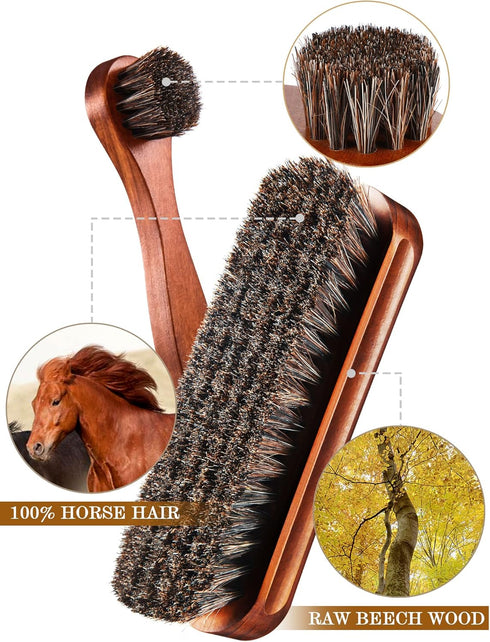 3 Pieces Horsehair Shine Shoes Brush kit Polish Dauber Applicators (F)...