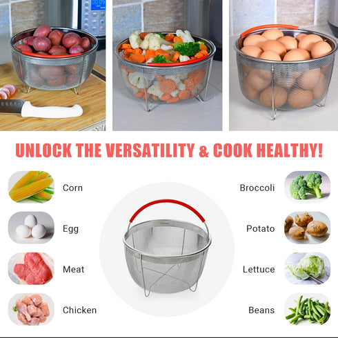 Original Salbree Steamer Basket for 6 qt quart Instant Pot Accessories, Stainless Steel Strainer and Insert fits IP Insta Pots, Instapot, Other Pr...