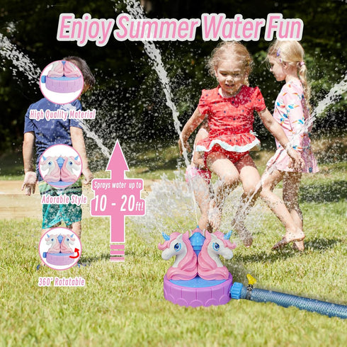 Sprinkler for Kids Outdoor Water Toys: Backyard Spinning Unicorn Toddler Sprinkler Toy - 360° Roating Spray Water Summer Outside Toys Attaches to ...