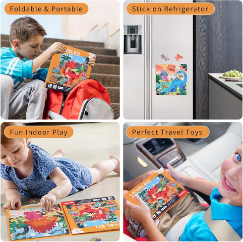 Magnetic Puzzles for Kids 3-8 - 97 Pieces Montessori Magnet Puzzle Book for Toddler Ages 3-5 Dinosaur Activities Toy Travel Puzzles Game Learning ...