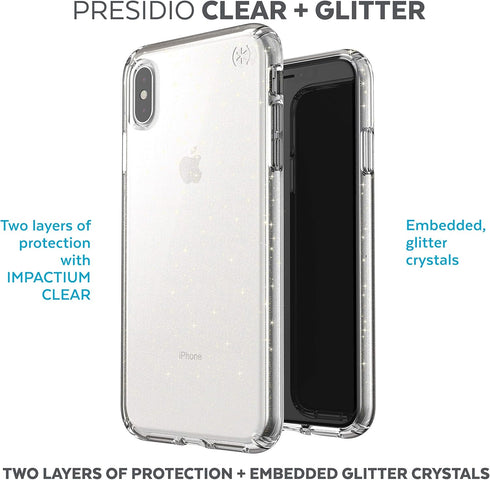 SPECK PRESIDIO CLR + GLITT CASE FOR IPHONE XS MAX - CLEAR WITH GOLD GLITTER/CLEAR...