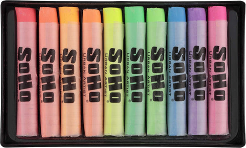 Soho Urban Artist Soft Pastels Set of 10 Bright Fluorescent Neon Colors, Vibrant Pastel Sticks for Art, Drawing, Blending, Layering, Shading...