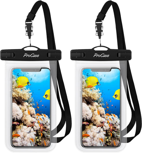 ProCase 2 Pack Waterproof Phone Pouch Case, 7" Universal Underwater Cellphone Dry Bag for iPhone 16 15 14 13 Pro Plus Max 12 11, Galaxy S24 S23 S2...