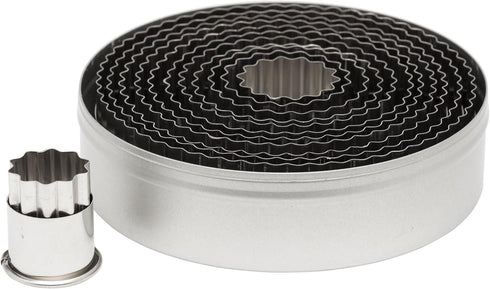 Ateco Fluted Edge Round Cutters in Graduated Sizes, Stainless Steel, 12 Pc Set...