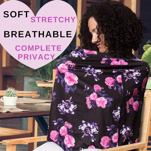 4 in 1 Car Seat Covers for Babies Girl, Nursing Cover Carseat Canopy, Soft and Stretchy Breastfeeding Scarf, Best Gift Set for Infant, Newborn - F...
