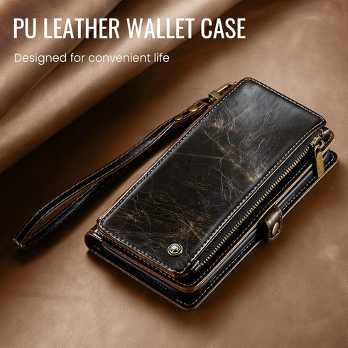 Defencase Compatible with iPhone 11 Case Wallet with RFID Blocking Card Holder for Women and Men, Fashion PU Leather Magnetic Snap Flip Zipper Str...