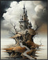 Posterizer 1 pcs-Castle in Ancient Tree with Clouds-Abstract & Modern Art-Fantasy & Fiction Art-Gift for Art Lovers-Decor for Home & Office- UNFRA...
