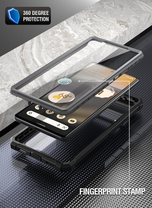 Poetic Guardian 6FT Drop Tested Case for Pixel 6A 5G - Built-in Screen Protector, Full Body Hybrid Shockproof, Black/Clear...