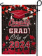 Graduation Garden Flag Class of 2024, Red Congrats Grade Flag for Outside Party Hanging Decorations 12x18 Inch Burlap...