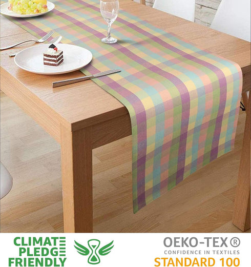 Urban Villa EasterTable RunnerEaster Collection 100% Cotton Fused Table Runner Easter Special Over Sized 14" x72'' Inches Easter Colors Buffalo Ch...