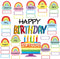Rainbow Happy Birthday Bulletin Board Rainbow Holiday Birthday Board Sign Let's Celebrate Happy Birthday Rainbow Cloud Accents Cutouts for Calenda...
